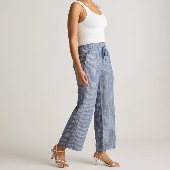 QUINCE 100% EUROPEAN LINEN WIDE-LEG PANTS, LARGE - Picture 5 of 6